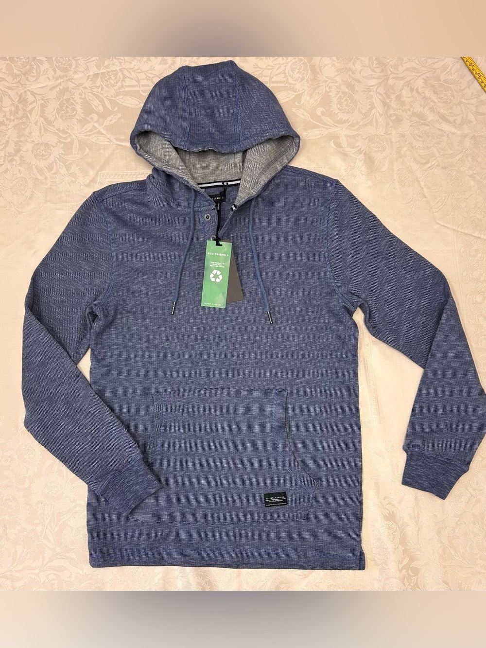 Silver Jeans Heather Blue Quarter-Button Hooded Pullover NWT Men's Size Small